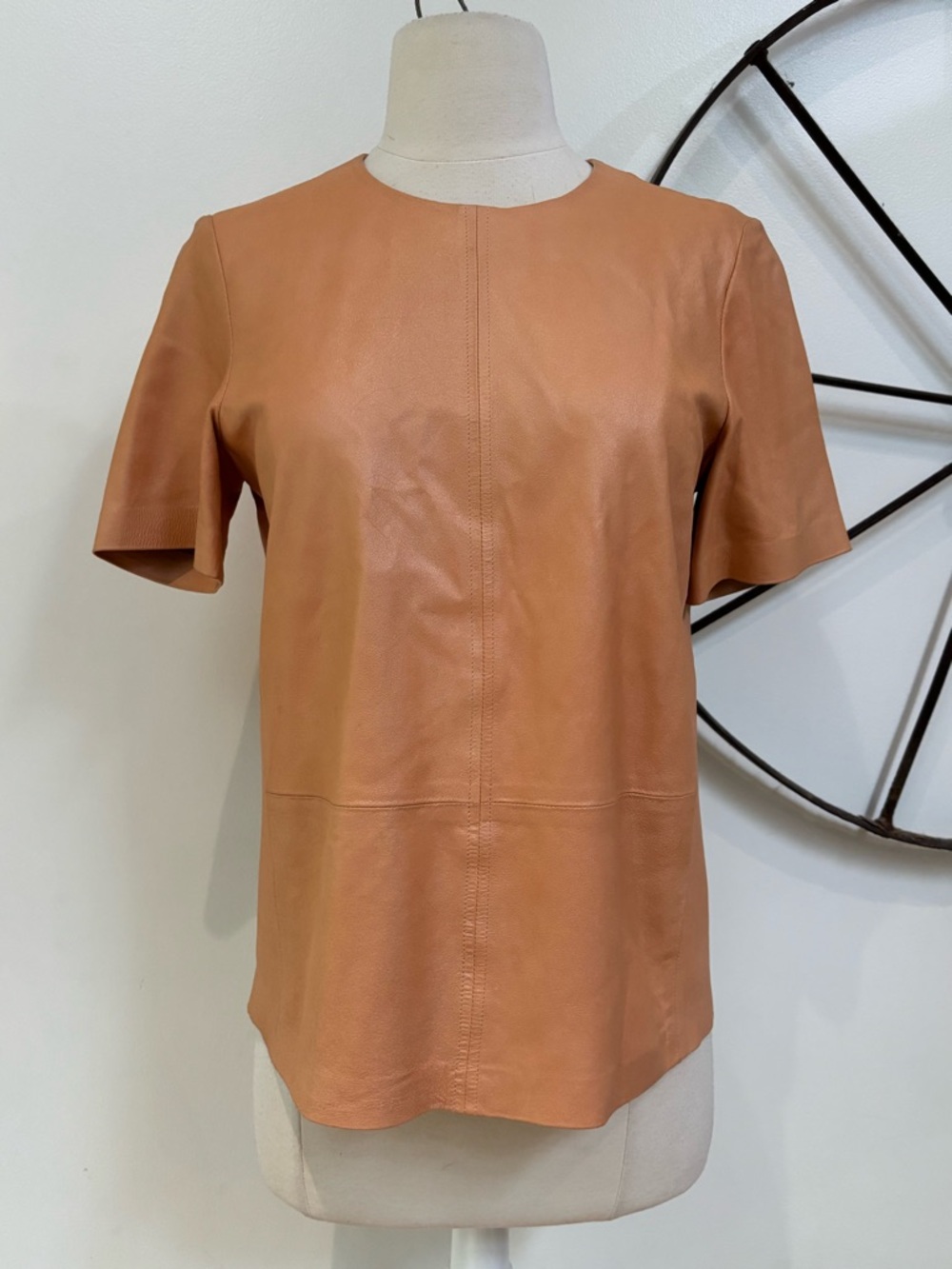 Truth and Pride peach shimmer butter soft leather tee shirt S $300